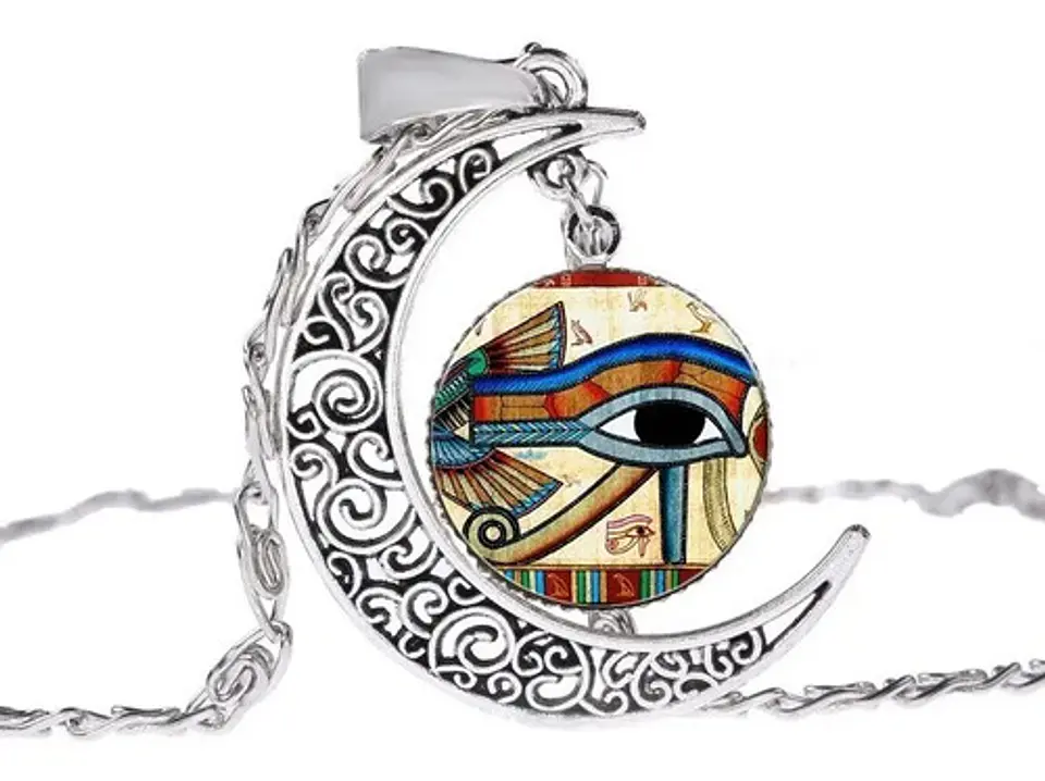 Collar Para Mujer Hombre Dije Media Luna Ojo Del Mal Pupila 7