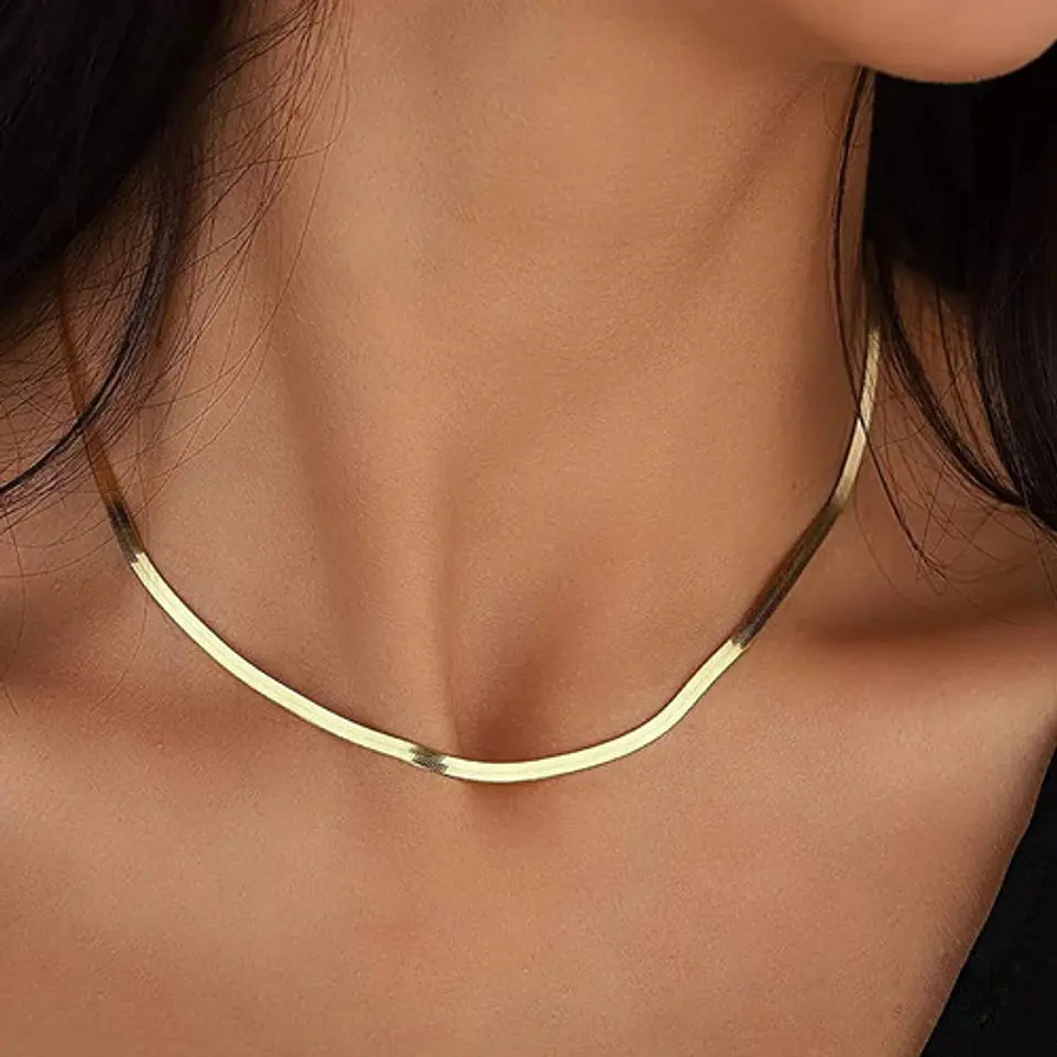 Cadena Serpiente 3mm Color Oro Acero Inoxidable Hombre Mujer 8