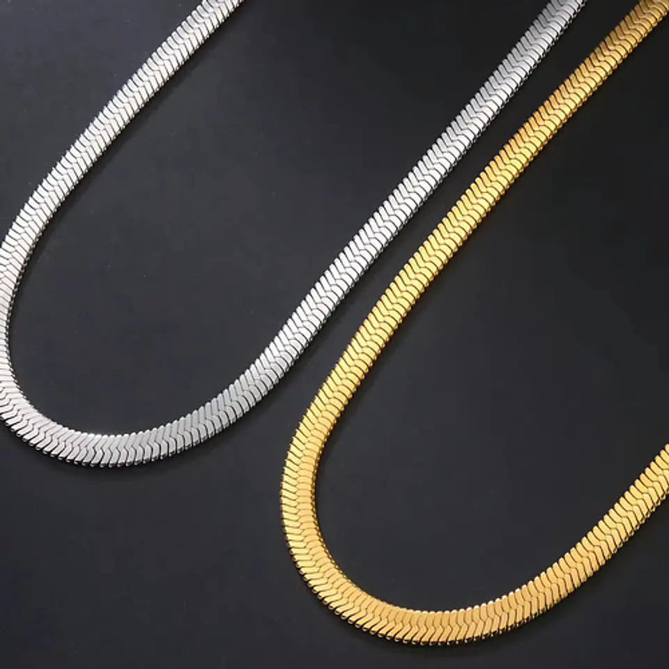 Cadena Serpiente 3mm Color Oro Acero Inoxidable Hombre Mujer 15