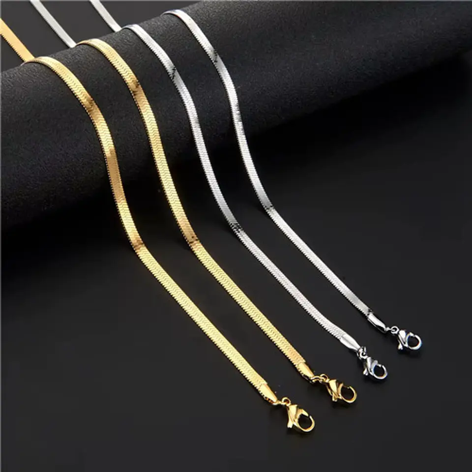 Cadena Serpiente 3mm Color Oro Acero Inoxidable Hombre Mujer 17