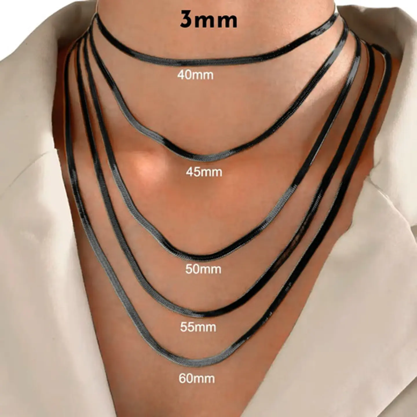Cadena Serpiente 3mm Color Oro Acero Inoxidable Hombre Mujer 34