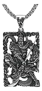 Collar Para Hombre Con Dije Guan Yu Cultura China De Acero  Plateado - Miniatura 1
