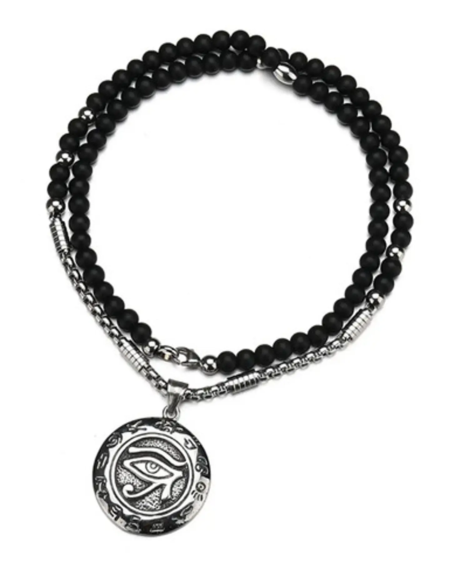 Collar Color Plata Ojo De Horus Acero Inoxidable Para Hombre 2