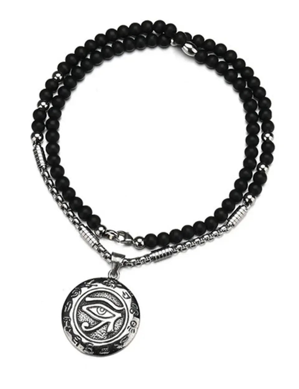 Collar Color Plata Ojo De Horus Acero Inoxidable Para Hombre 2