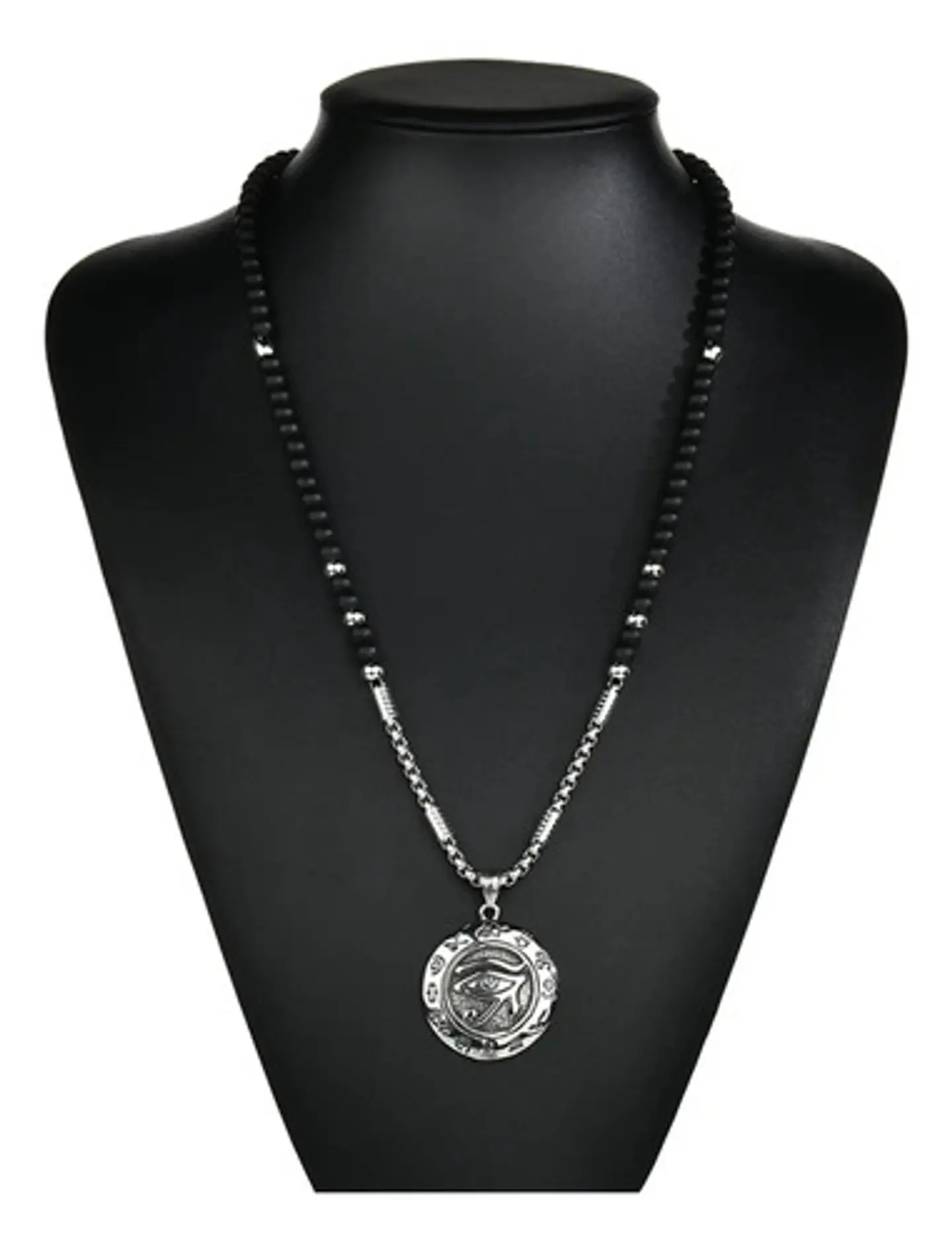 Collar Color Plata Ojo De Horus Acero Inoxidable Para Hombre 5