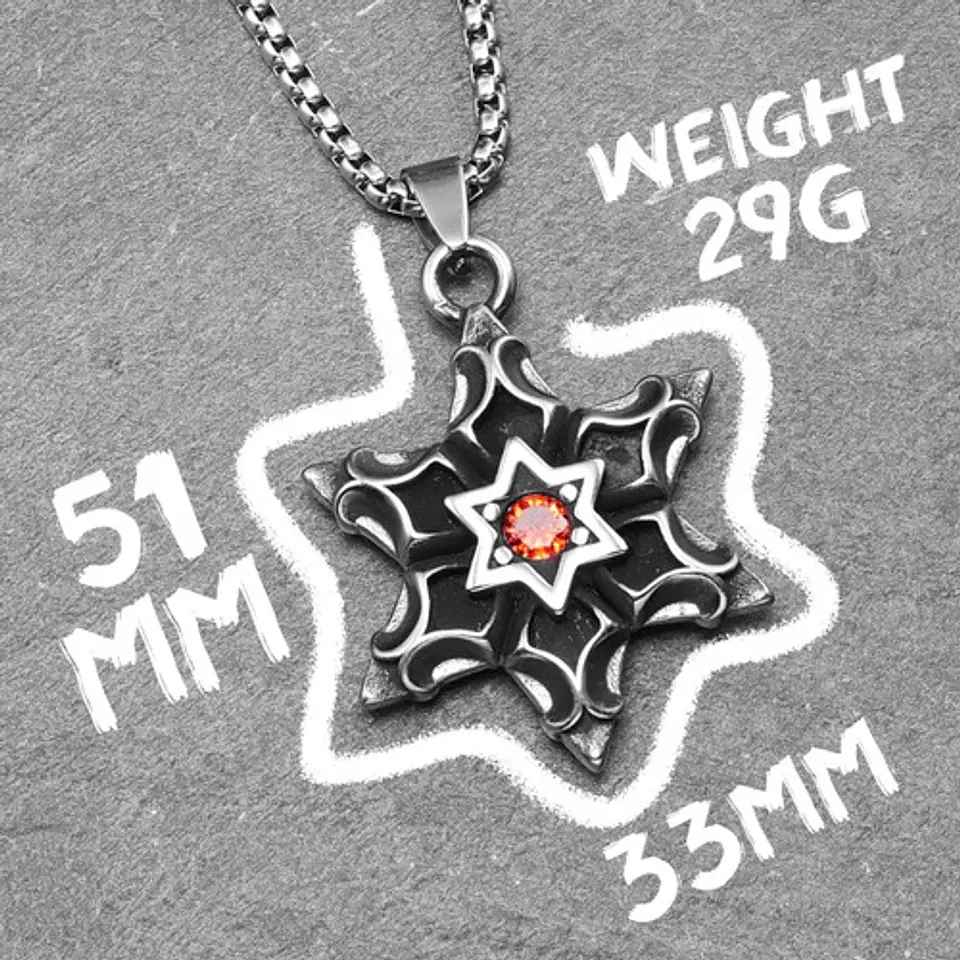 Collar Estrella De David Color Plata Acero Inoxidable Hombre 4