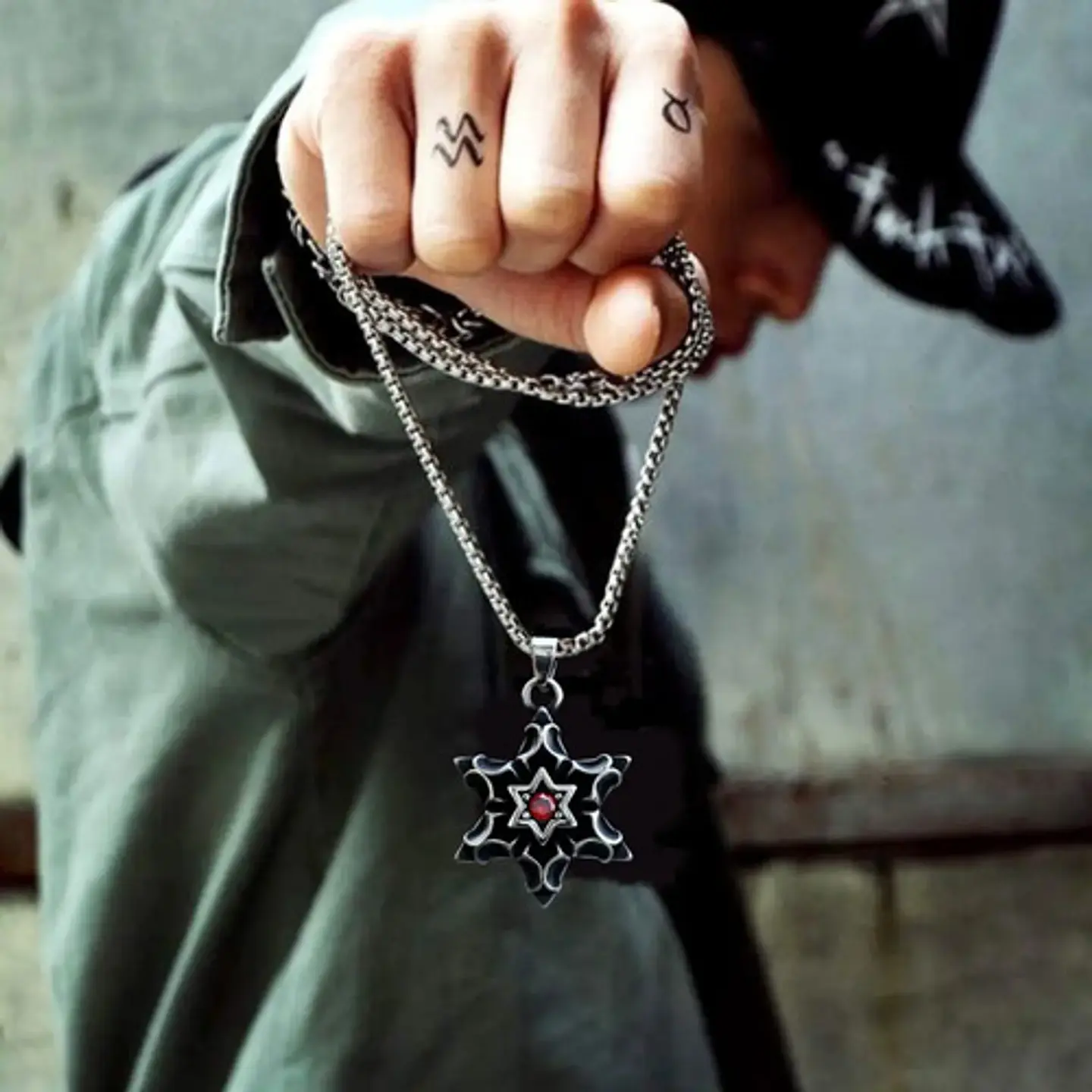 Collar Estrella De David Color Plata Acero Inoxidable Hombre 7