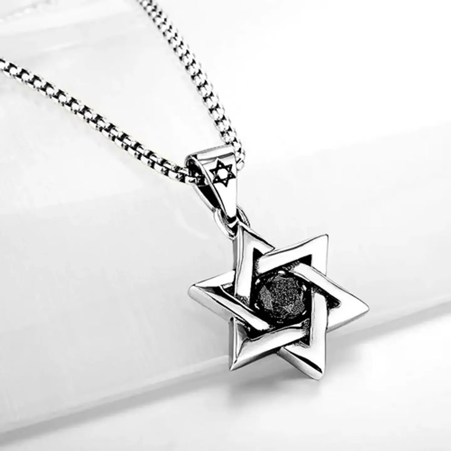Collar Estrella De David Color Plata Acero Inoxidable Hombre 11