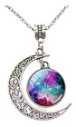 Collar Luna Color Plata Universo Nebulosa Galaxia Para Mujer - Miniatura 2