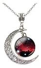 Collar Luna Color Plata Universo Nebulosa Galaxia Para Mujer - Miniatura 5