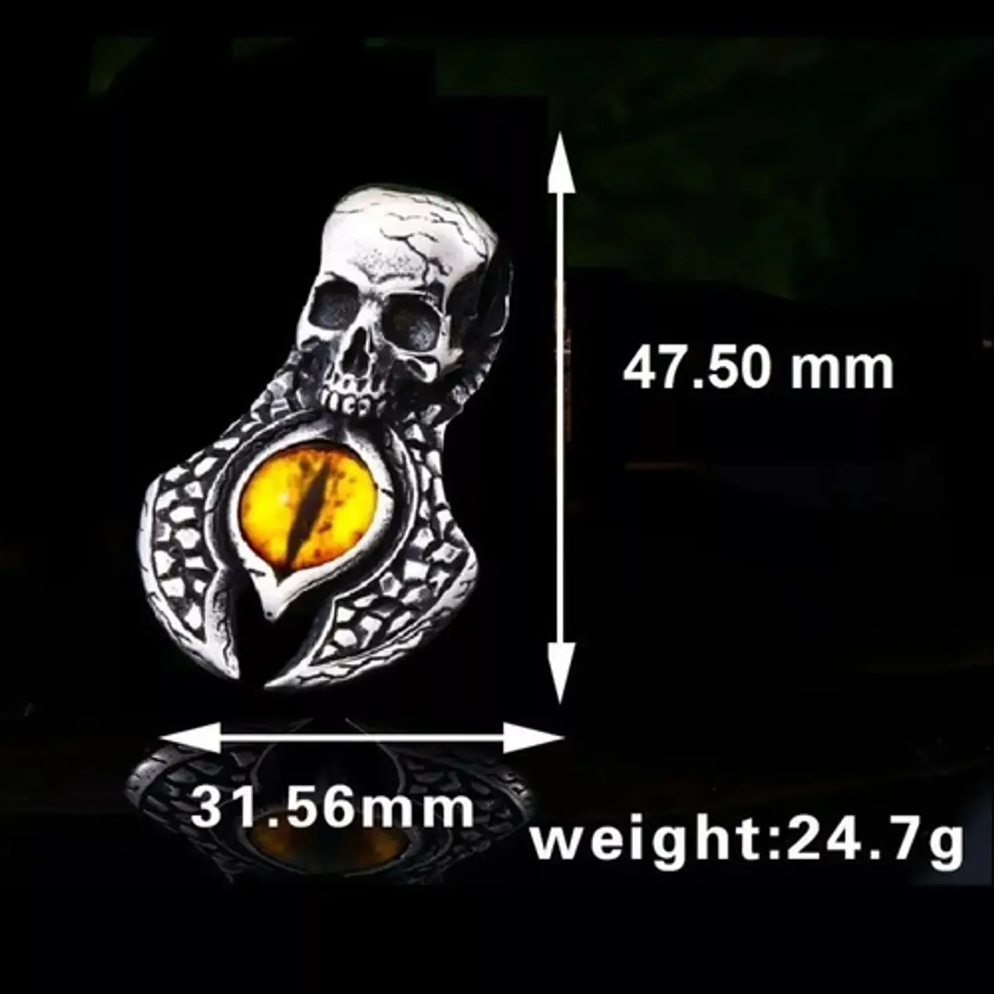 Collar Craneo Calavera Ojo De Dragon Acero Inoxidable Hombre 5