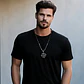 Collar Color Plata Brújula Biker Acero Inoxidable Hombre - Miniatura 2
