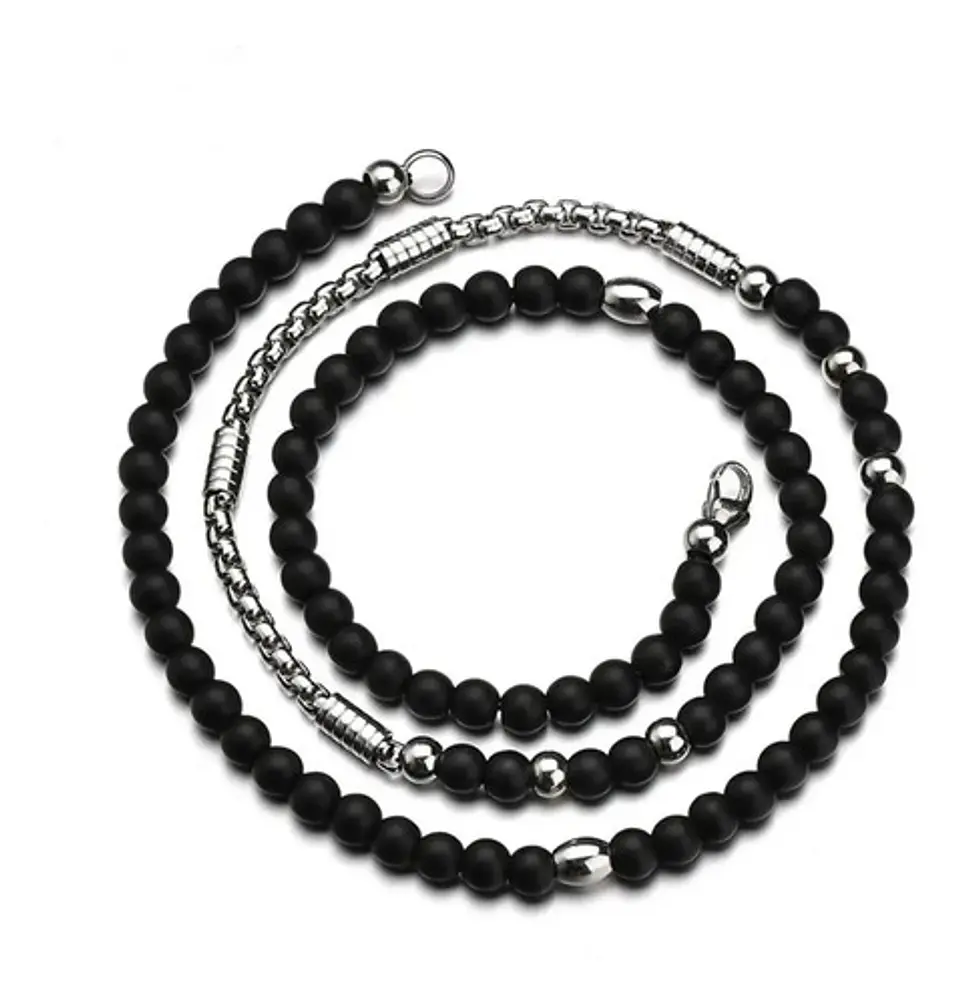 Collar Color Plata Brújula Biker Acero Inoxidable Hombre 7