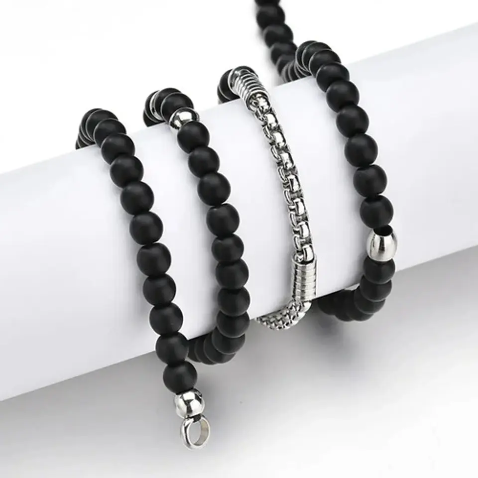 Collar Color Plata Brújula Biker Acero Inoxidable Hombre 8