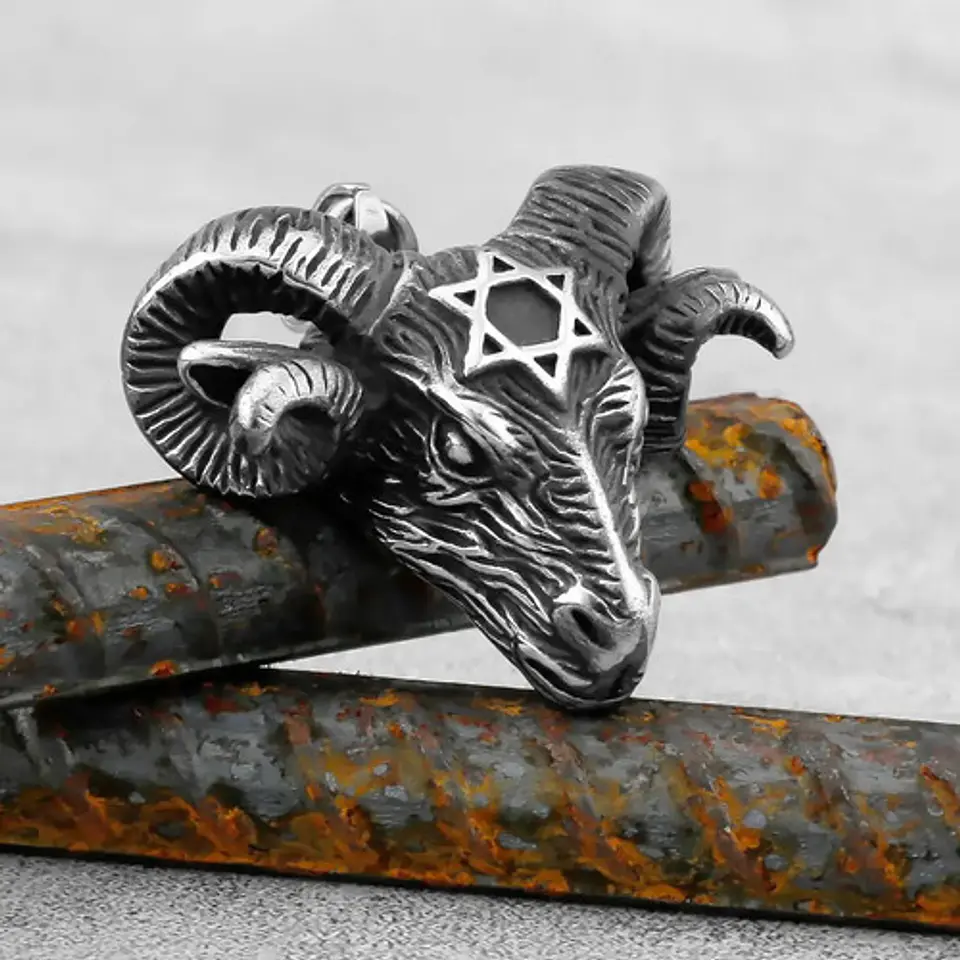 Collar Para Hombres Y Mujeres Dije Carnero Baphomet Vikingo 8