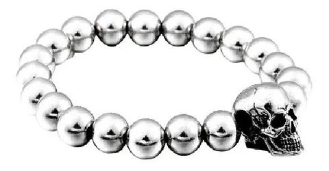 Pulsera Color Plata Cráneo Calavera Acero Inoxidable Hombre