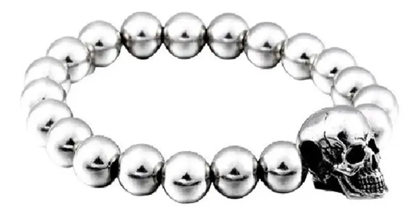 Pulsera Color Plata Cráneo Calavera Acero Inoxidable Hombre 1