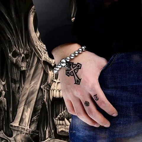 Pulsera Color Plata Cráneo Calavera Acero Inoxidable Hombre
