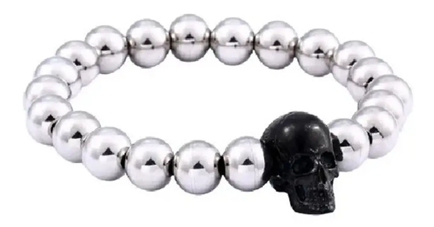 Pulsera Color Plata Cráneo Calavera Acero Inoxidable Hombre 5