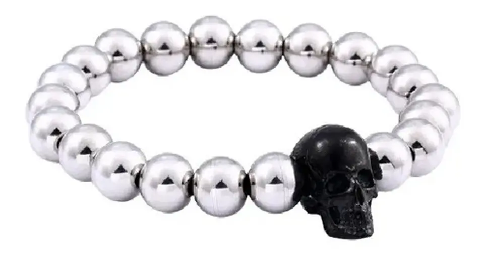 Pulsera Color Plata Cráneo Calavera Acero Inoxidable Hombre 5