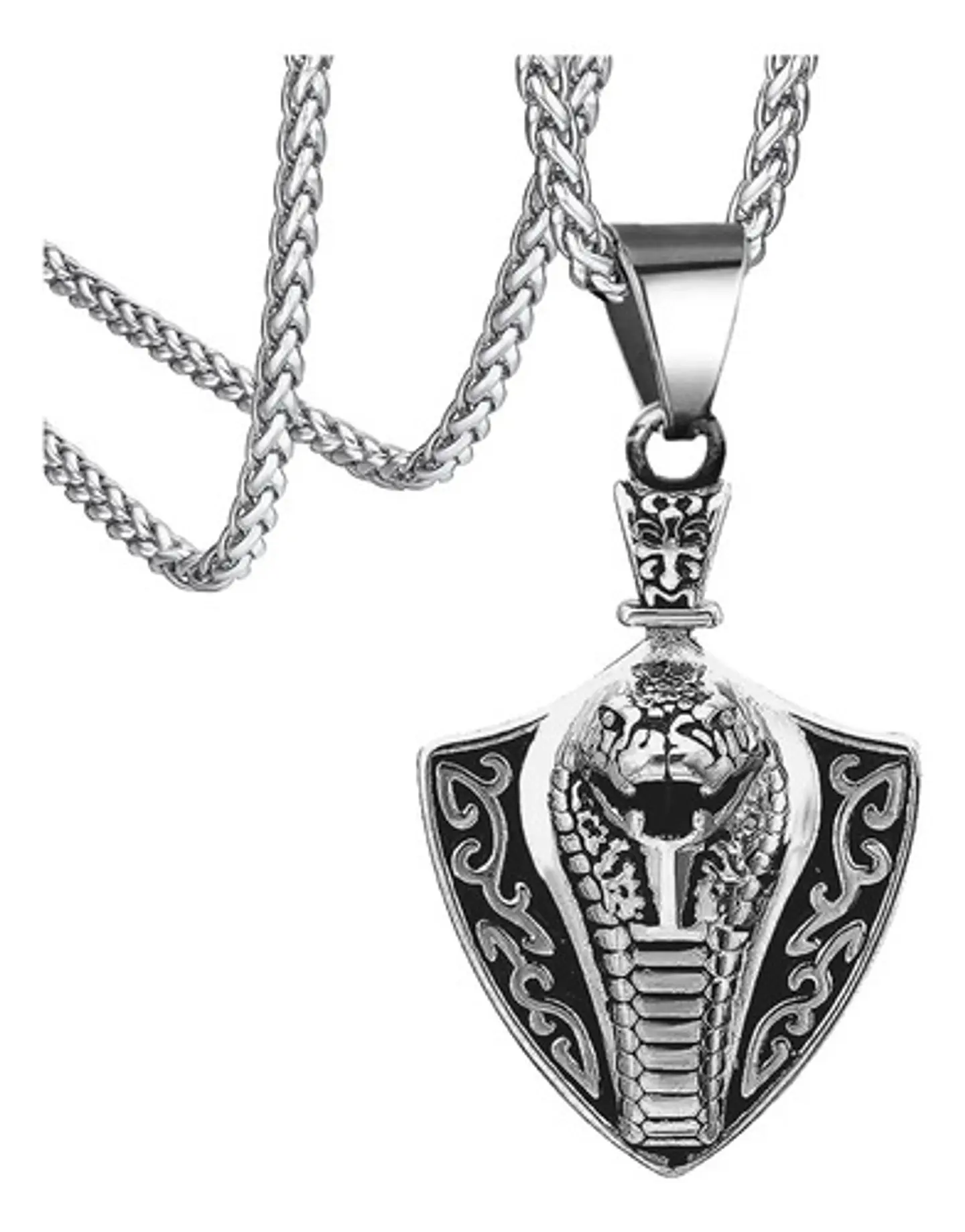 Collar Serpiente Cobra Color Plata Acero Inoxidable Hombre 1