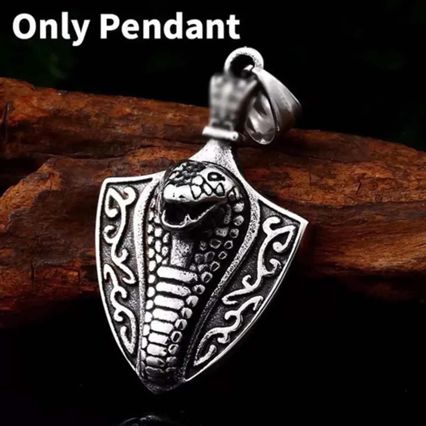 Collar Serpiente Cobra Color Plata Acero Inoxidable Hombre 4