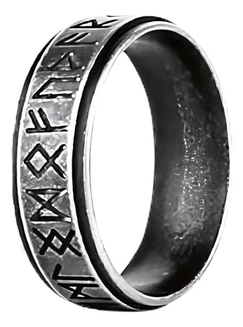 Anillo Color Plata Vikingo Odin Runa Acero Inoxidable Hombre
