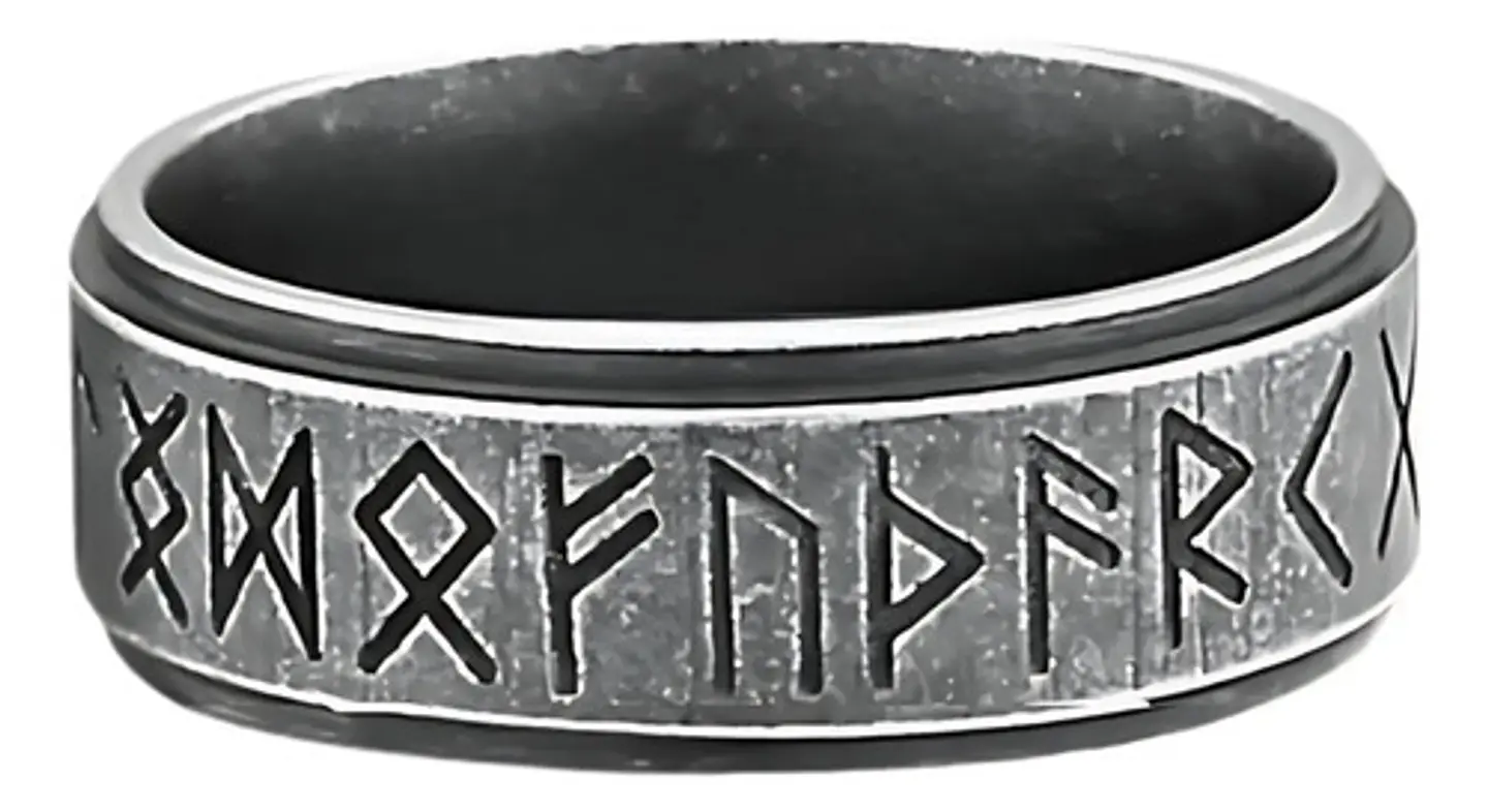 Anillo Color Plata Vikingo Odin Runa Acero Inoxidable Hombre 3