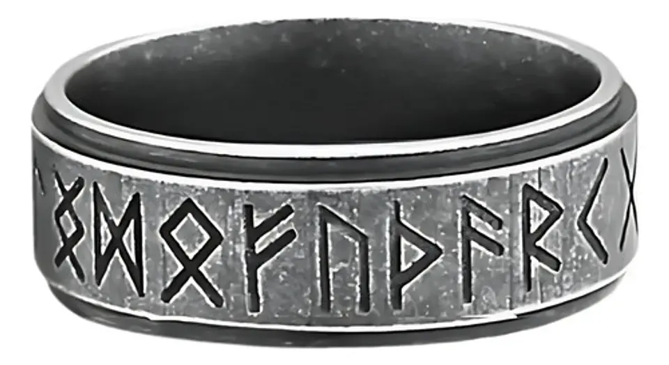 Anillo Color Plata Vikingo Odin Runa Acero Inoxidable Hombre 3