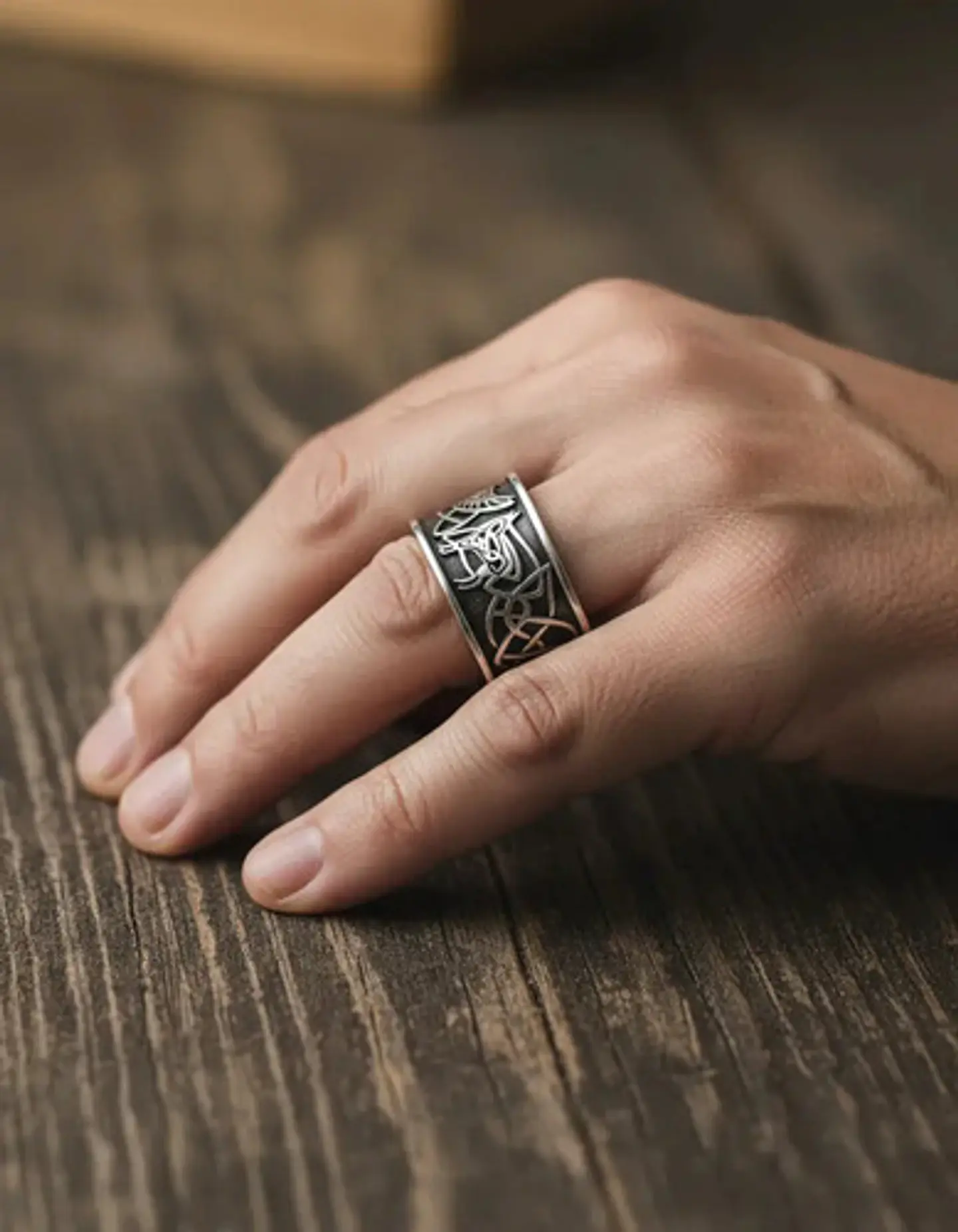 Anillo Vikingo Huginn Y Muninn Odin Acero Inoxidable Hombre 2