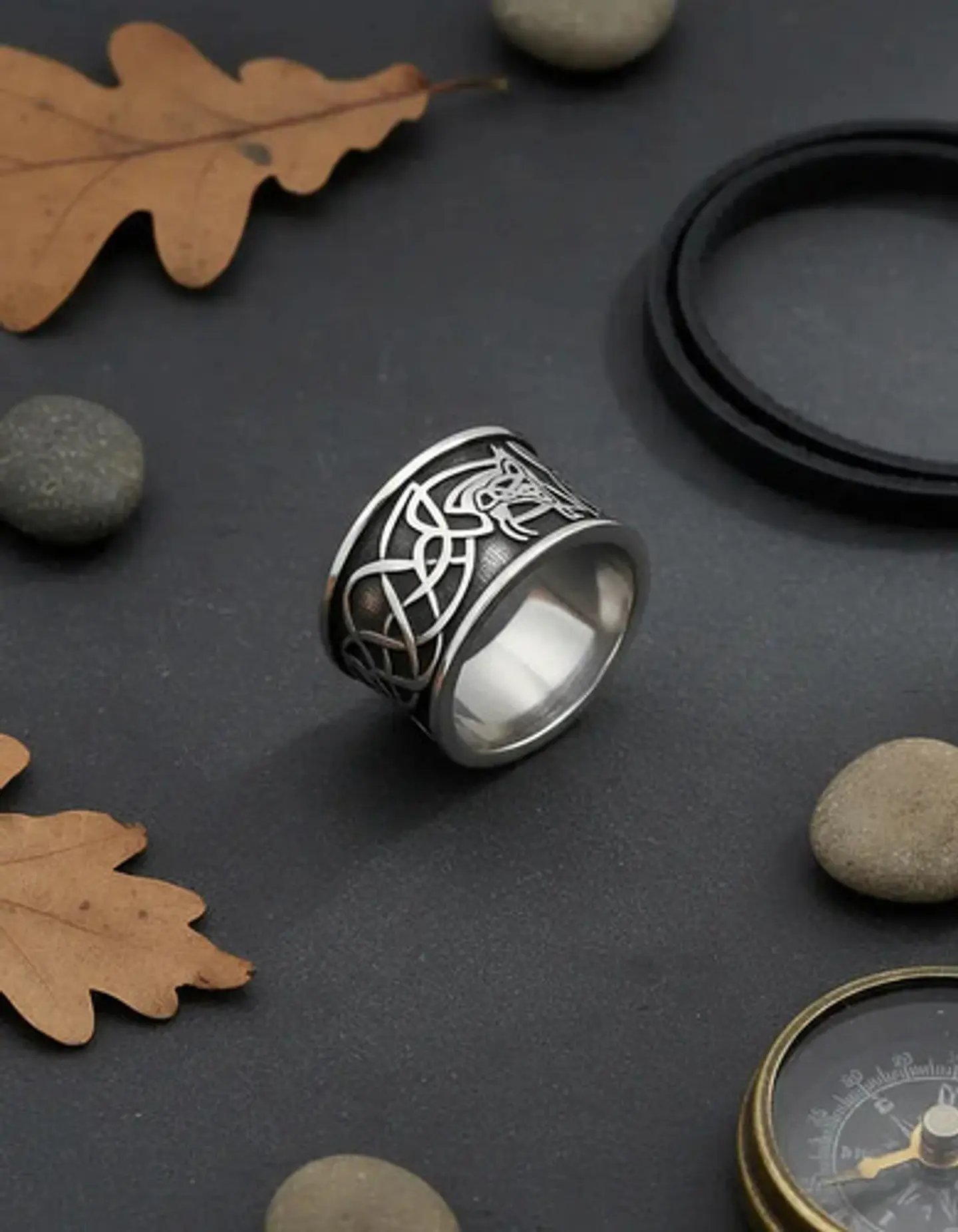 Anillo Vikingo Huginn Y Muninn Odin Acero Inoxidable Hombre 5