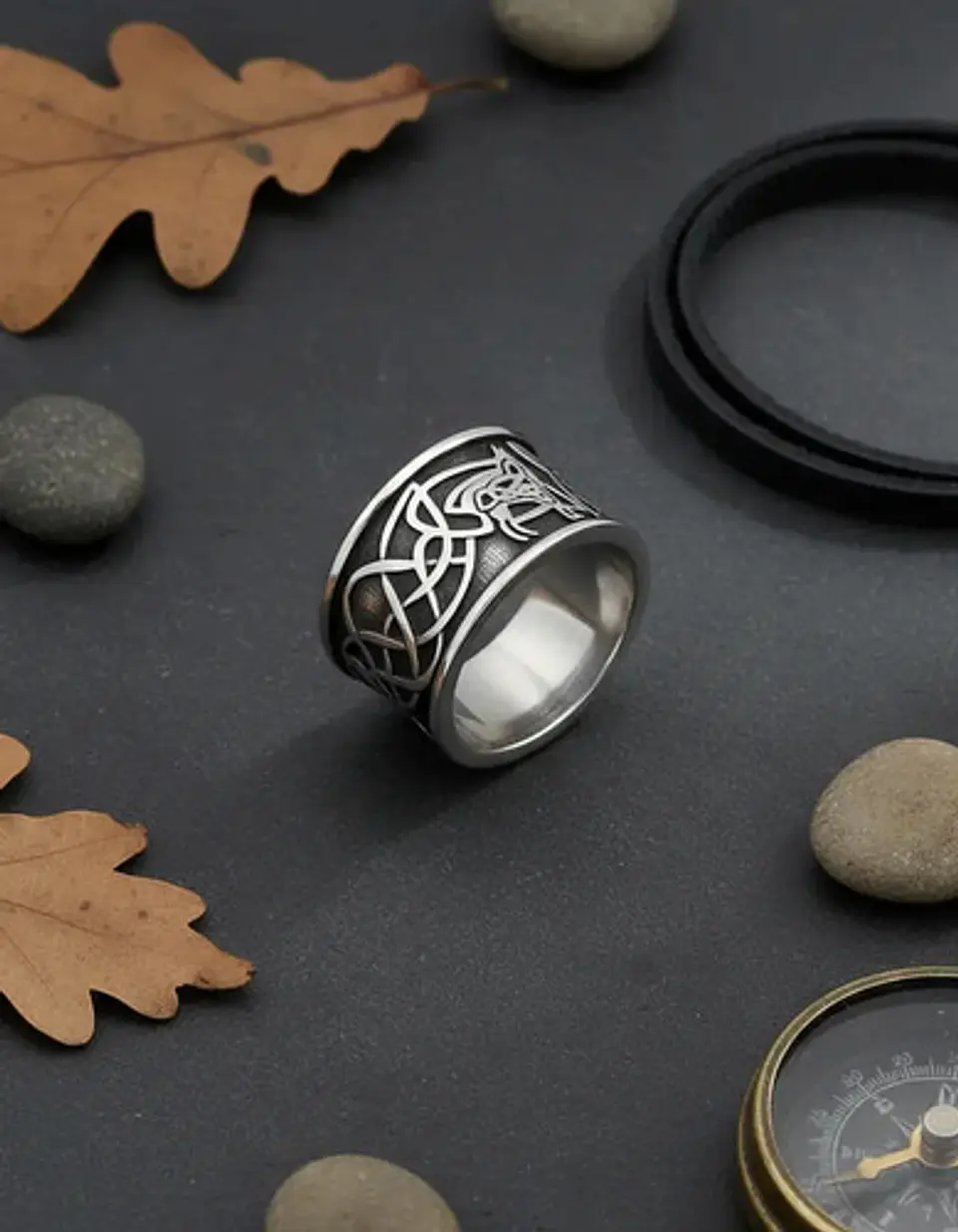 Anillo Vikingo Huginn Y Muninn Odin Acero Inoxidable Hombre 5
