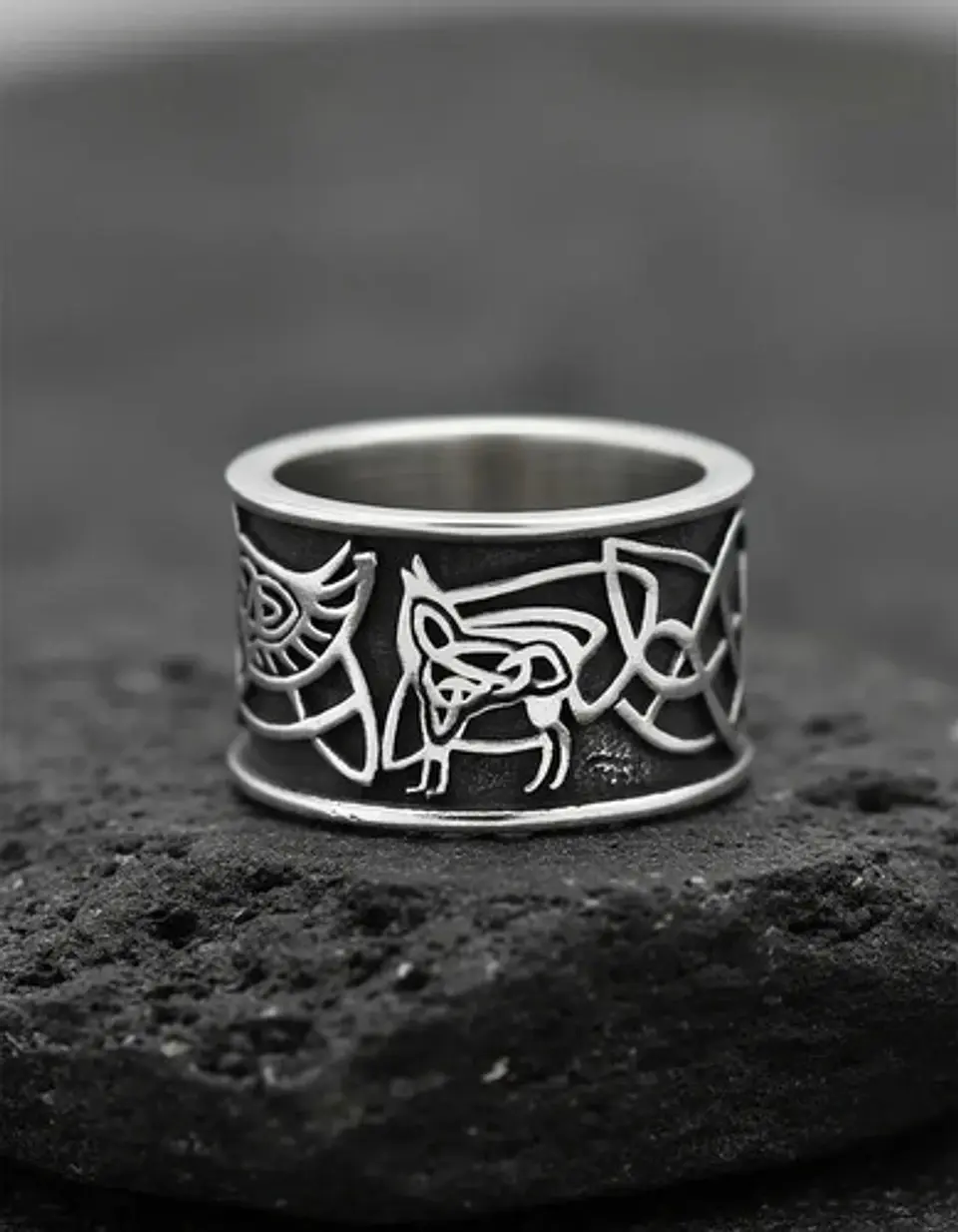 Anillo Vikingo Huginn Y Muninn Odin Acero Inoxidable Hombre 6