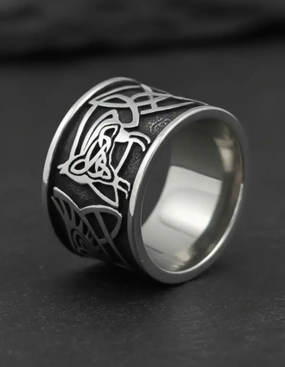 Anillo Vikingo Huginn Y Muninn Odin Acero Inoxidable Hombre 9