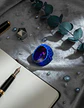 Anillo Hombre Forma De Cráneo Calavera Gótico Azul De Acero - Miniatura 2