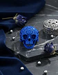 Anillo Hombre Forma De Cráneo Calavera Gótico Azul De Acero - Miniatura 4