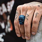 Anillo Hombre Forma De Cráneo Calavera Gótico Azul De Acero - Miniatura 6
