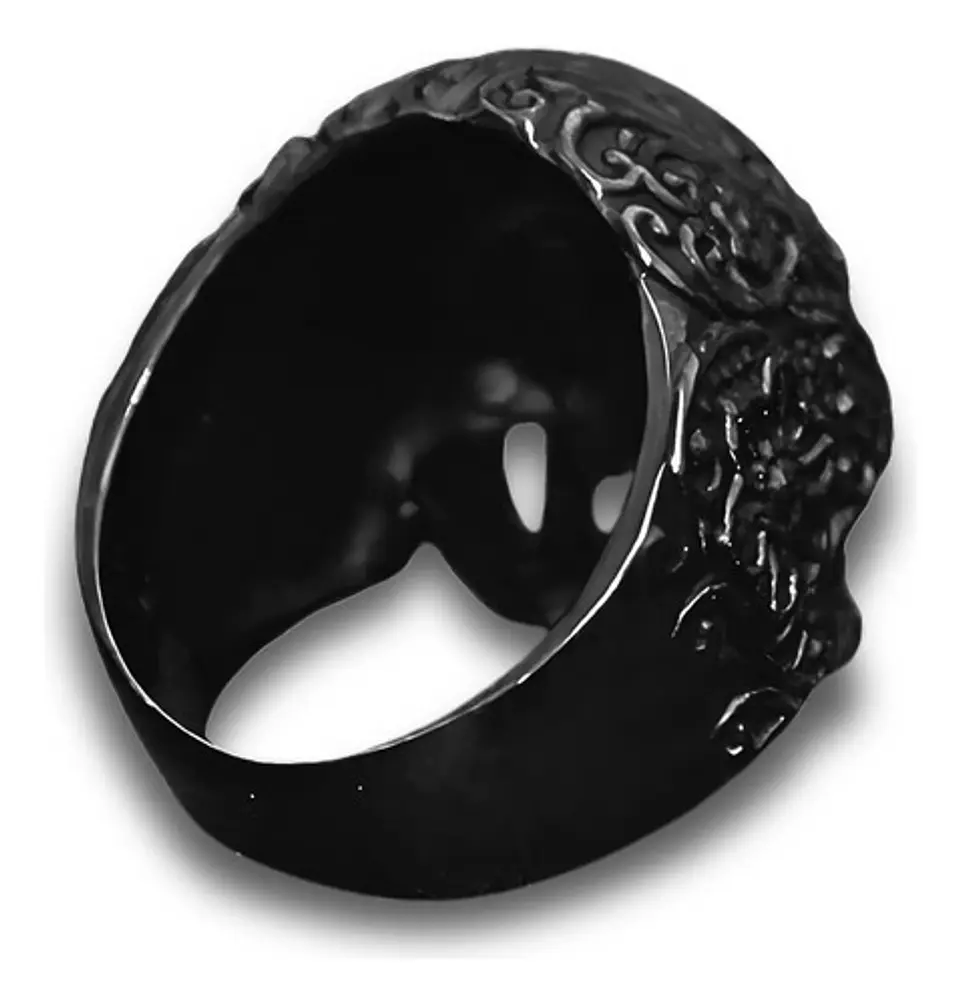 Anillo Hombre Forma De Cráneo Calavera Gótico Azul De Acero 10