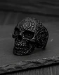 Anillo Hombre Forma De Cráneo Calavera Gótico Azul De Acero - Miniatura 14