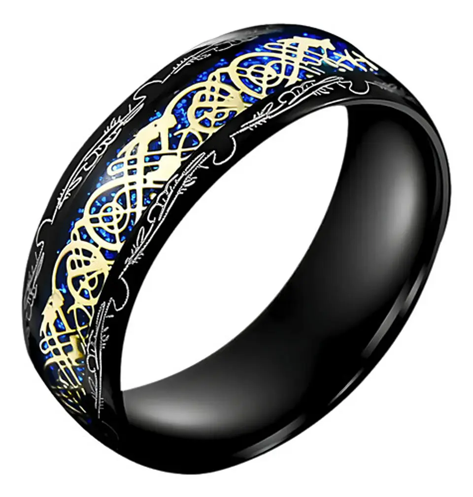 Anillo Dragón Patron Color Oro Acero Inoxidable Para Hombre 1