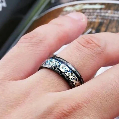 Anillo Dragón Patron Color Oro Acero Inoxidable Para Hombre