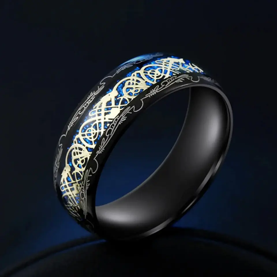 Anillo Dragón Patron Color Oro Acero Inoxidable Para Hombre 4
