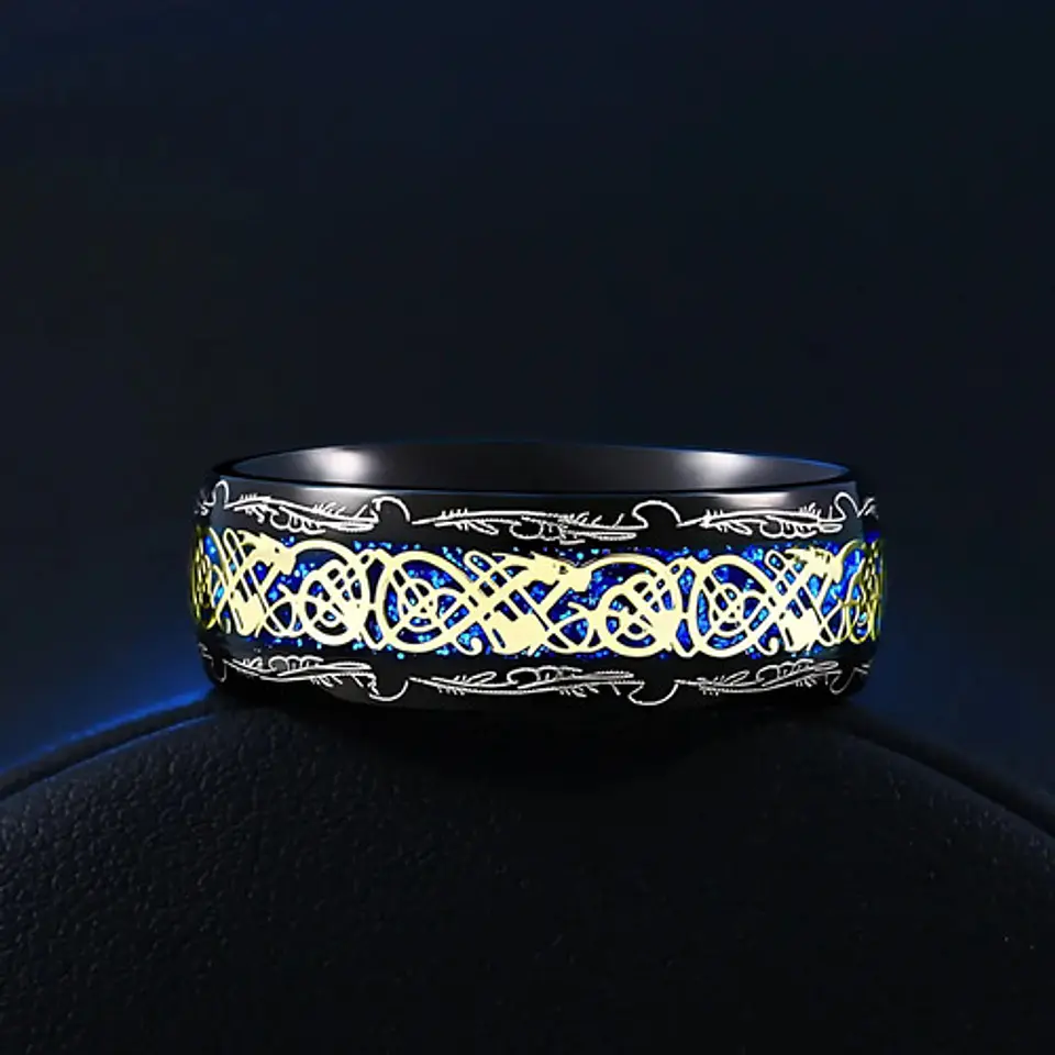 Anillo Dragón Patron Color Oro Acero Inoxidable Para Hombre 5