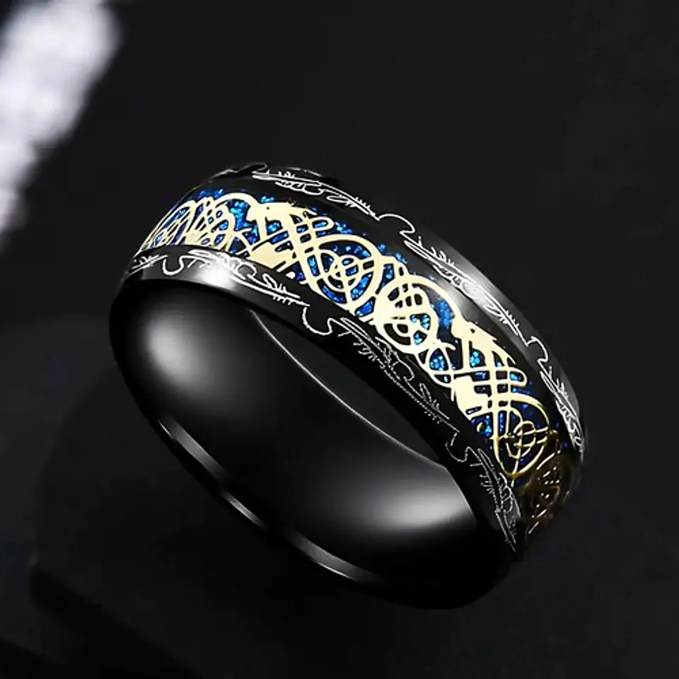 Anillo Dragón Patron Color Oro Acero Inoxidable Para Hombre 6