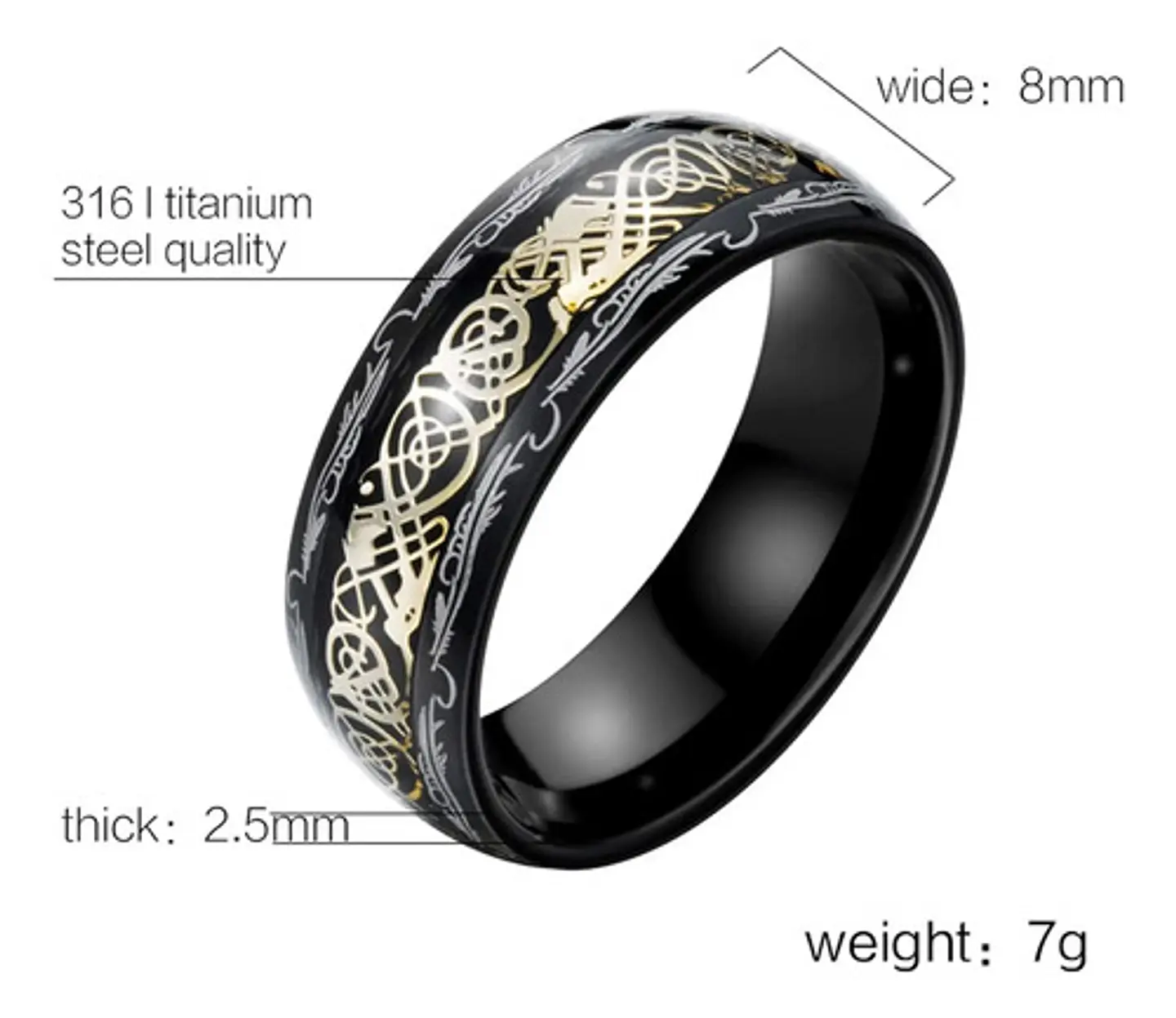 Anillo Dragón Patron Color Oro Acero Inoxidable Para Hombre 12