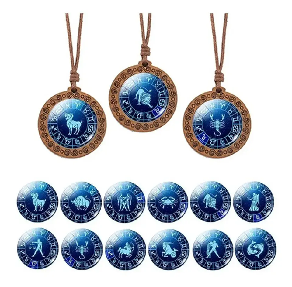 Collar Madera Constelaciones Signos Zodiacales Mujer Hombre 1