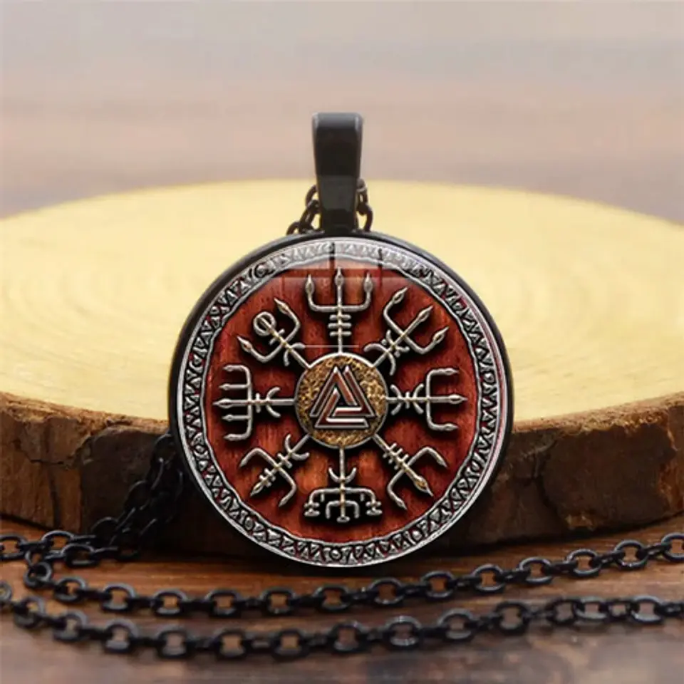 Collar Cristal Valknut Vikingo Pagano Amuleto Hombre Y Mujer 6