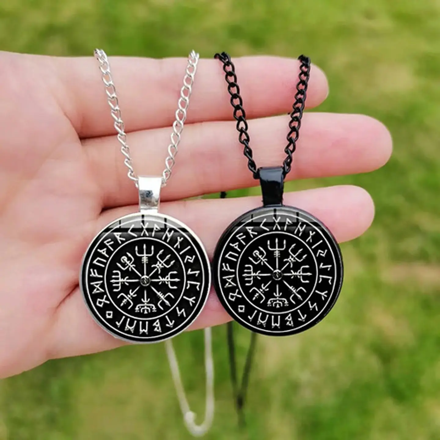 Collar Cristal Valknut Vikingo Pagano Amuleto Hombre Y Mujer 14