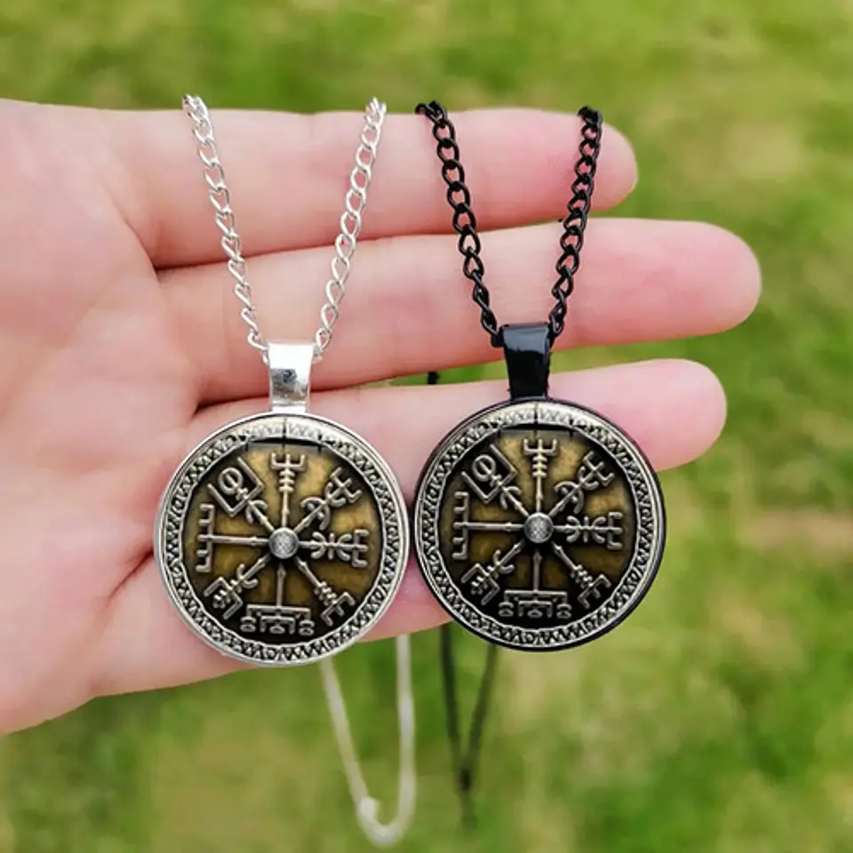 Collar Cristal Valknut Vikingo Pagano Amuleto Hombre Y Mujer 21