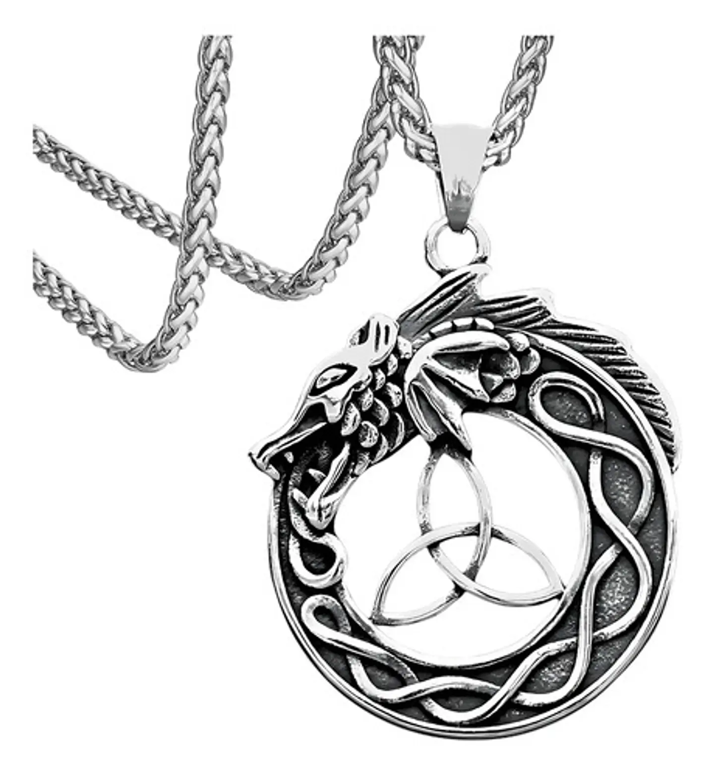 Collar Celta Dragón Irlandés Vikingo Acero Inoxidable Hombre 1